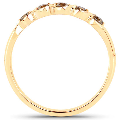 0.19 Carat Genuine Champagne Diamond 14K Yellow Gold Ring (I1-I2)