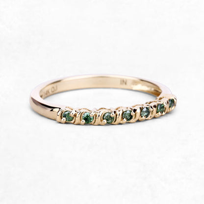 0.16 Carat Genuine Green Diamond 14K Yellow Gold Ring (I1-I2)