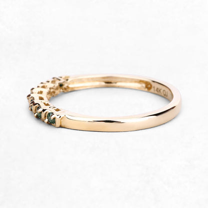 0.16 Carat Genuine Green Diamond 14K Yellow Gold Ring (I1-I2)