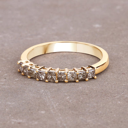 0.50 Carat Genuine Champagne Diamond 14K Yellow Gold Ring (I1-I2)
