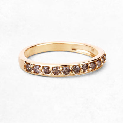 0.45 Carat Genuine Champagne Diamond 14K Yellow Gold Ring (I1-I2)