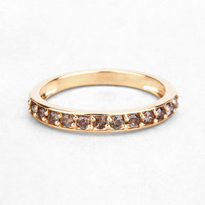 0.45 Carat Genuine Champagne Diamond 14K Yellow Gold Ring (I1-I2)