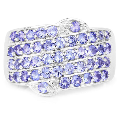 1.58 Carat Genuine Tanzanite .925 Sterling Silver Ring