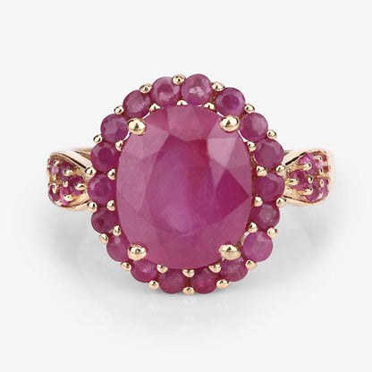 5.09 Carat Glass Filled Ruby and Ruby .925 Sterling Silver Ring