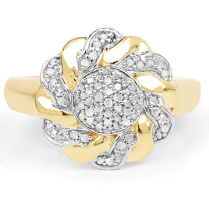 14K Yellow Gold Plated 0.28 Carat Genuine White Diamond .925 Sterling Silver Ring