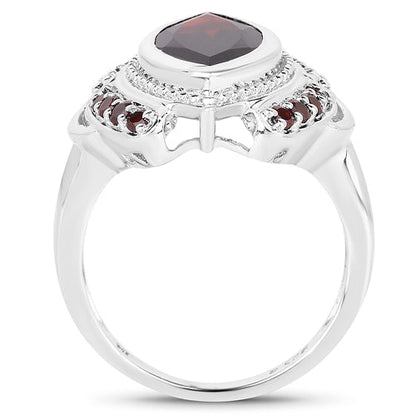 4.06 Carat Genuine Garnet .925 Sterling Silver Ring