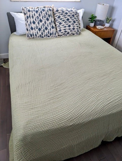 Serene Bedspread Collection – Organic Turkish Cotton, Textured Solid Colors, Queen/King Sizes