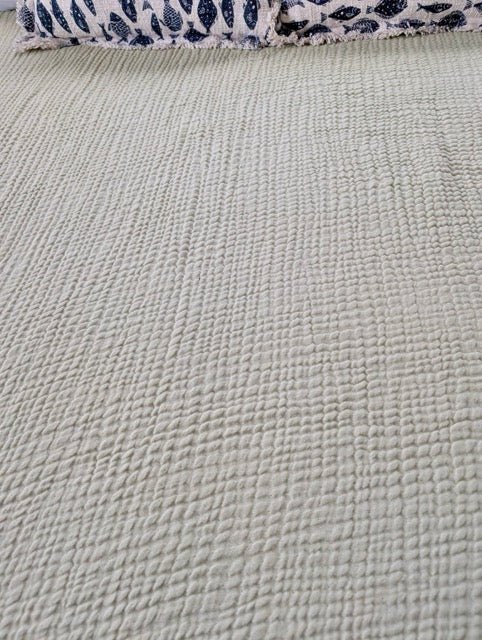 Serene Bedspread Collection – Organic Turkish Cotton, Textured Solid Colors, Queen/King Sizes