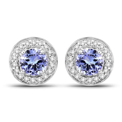 3.22 Carat Genuine Tanzanite & White Topaz .925 Sterling Silver Ring