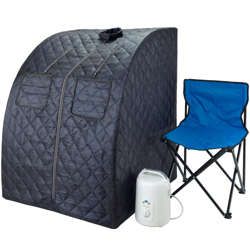 Oversized Portable Steam Sauna for Weight Loss, Detox & Relaxation at Home, Chair Included - Dark Blue - Durasage Health