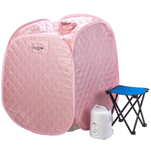 Durasage Personal Foldable Steam Sauna for Relaxation at Home, 60 Minute Timer, 800 Watt Steam Generator, Chair Included - Light Pink - Durasage Health