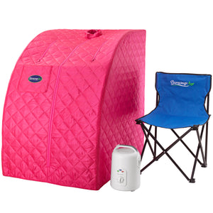 Durasage Lightweight Portable Personal Steam Sauna Spa for Relaxation at Home, 60 Minute Timer, 800 Watt Steam Generator, Chair Included - Fuchsia