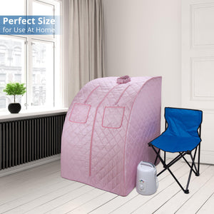 Oversized Portable Steam Sauna for Weight Loss, Detox & Relaxation at Home, Chair Included - Pink - Durasage Health