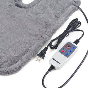 Personal Therapeutic Heated Shoulder Neck Wrap Heating Pad w/ Magnetic Clasp -Gray - Durasage Health