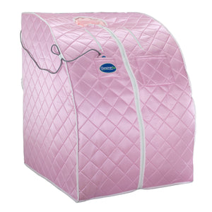 Large Portable Low EMF Negative Ion Indoor Sauna with Chair and Heated Footpad Included - Light Pink - Durasage Health