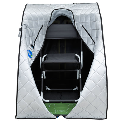 Large Portable Low EMF Negative Ion Indoor Sauna with Chair and Heated Footpad Included - Silver
