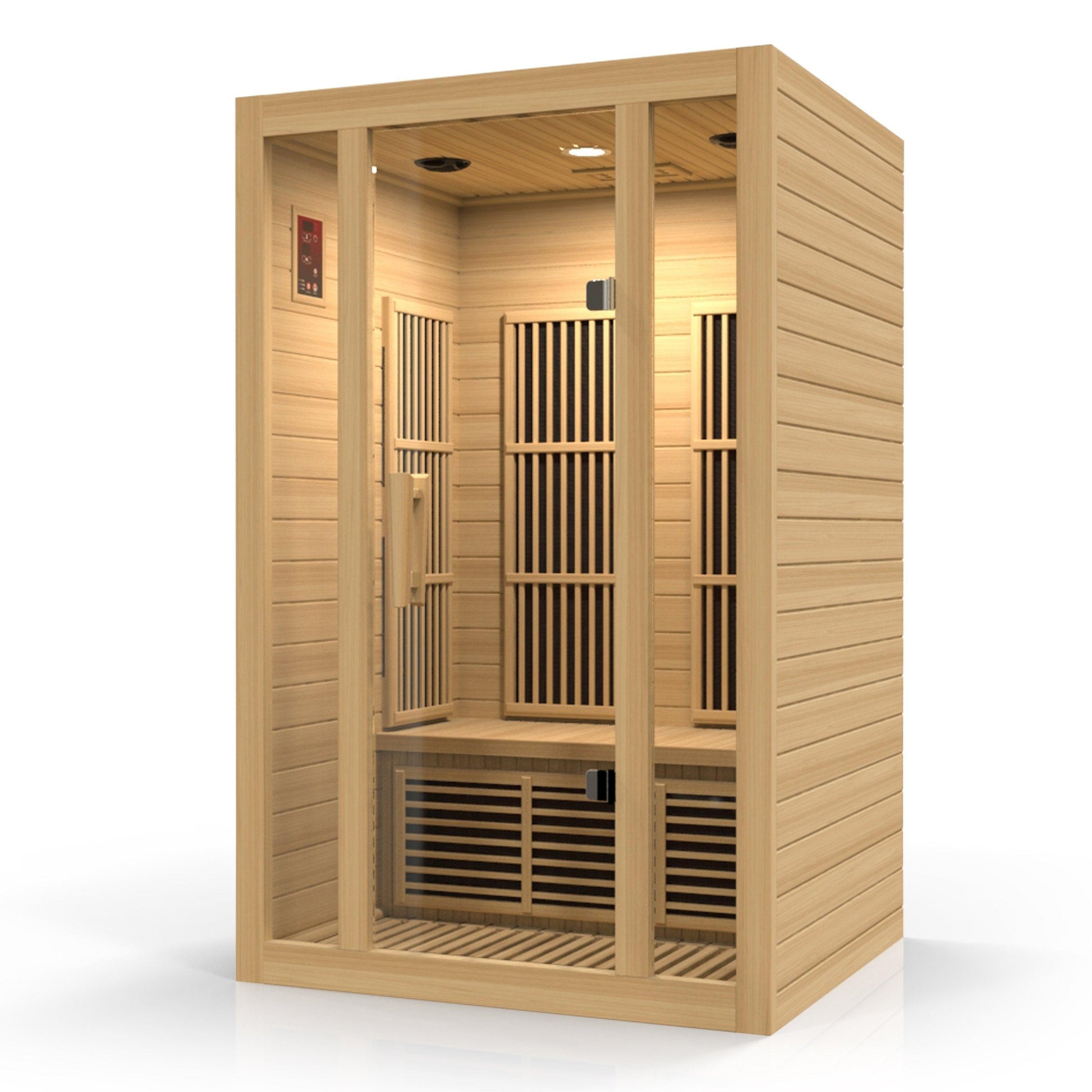 2-Person Carbon Infrared Sauna - Canadian Hemlock Wooden Sauna - 1750 Watts - Bluetooth, FM Radio & USB Input - Durasage Health