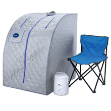 Durasage Lightweight Portable Personal Steam Sauna Spa for Relaxation at Home, 60 Minute Timer, 800 Watt Steam Generator, Chair Included - Blue Trim