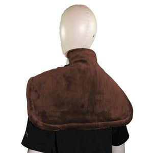 Therapeutic Heated Shoulder Neck Wrap Heating Pad w/ Magnetic Clasp - Brown - Durasage Health