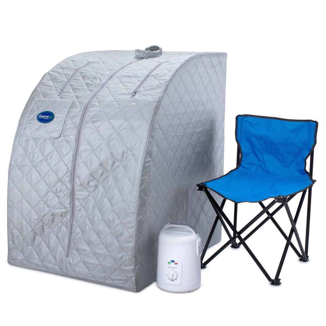 Durasage Lightweight Portable Personal Steam Sauna Spa for Relaxation at Home, 60 Minute Timer, 800 Watt Steam Generator, Chair Included - Silver - Durasage Health